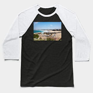 Newquay Harbour And Towan Beach Baseball T-Shirt